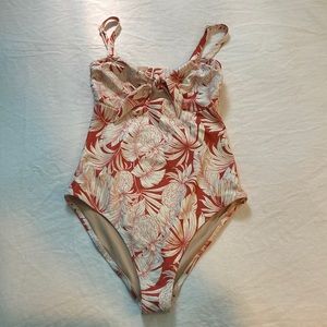 Red and Cream One Piece Swimsuit